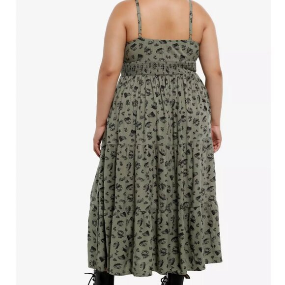 NWT Hot Topic 2 Thorn & Fable Green Mushroom Frog Tea Midaxi Dress 2X 18 20 - Picture 3 of 10